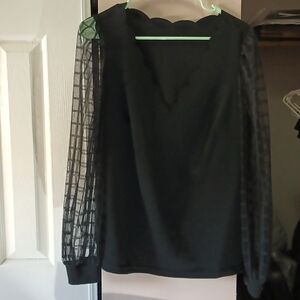 Black Clamshell Blouse